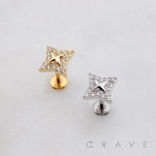 CELESTIAL STARBURST MULTI CZ CRESCENT THREADLESS (PUSH IN) 316L SURGICAL STEEL LABRET SET